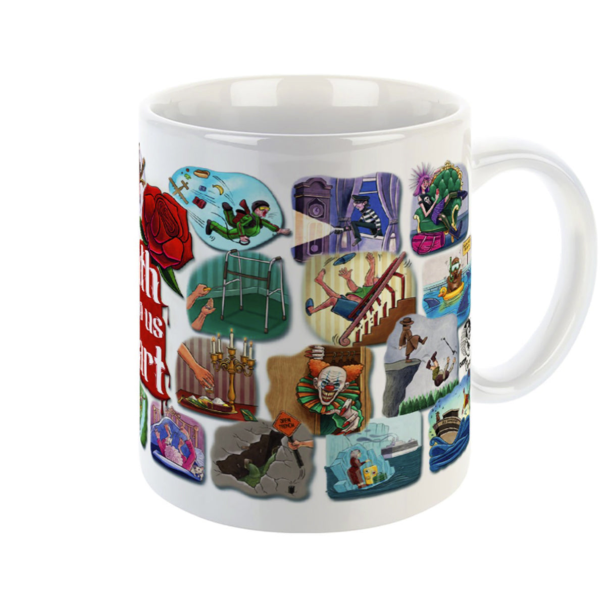 11 oz. "28 Ways to Leave Your Lover" Ceramic Mug.  Wrap-around art!