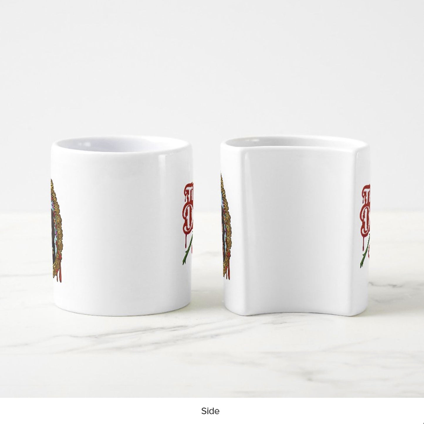 Til Death Themed Couple's Spooning Love Mugs.